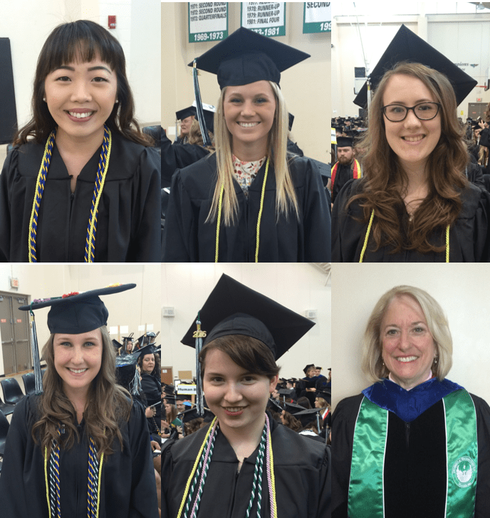 Graduates with Ginny Riopelle at 2016 Spring Commencement