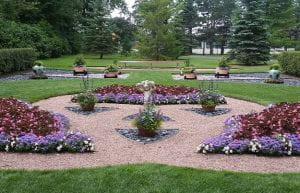 Flower beds at the West of the Lake Gardens.