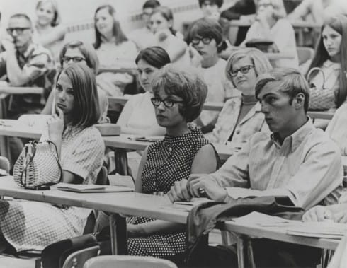 Students seated in a lecture class ca. 1969-1970 