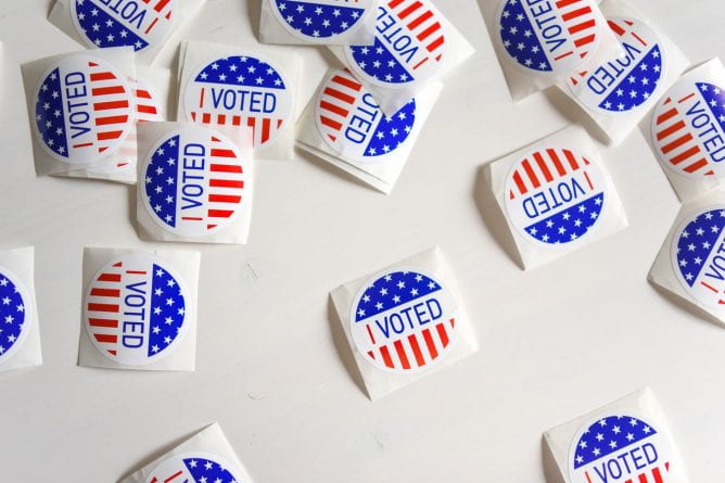 A number of "I VOTED" stickers