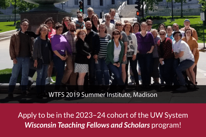 Photo of the 2019 cohort for the Wisconsin Teaching Fellows and Scholars program