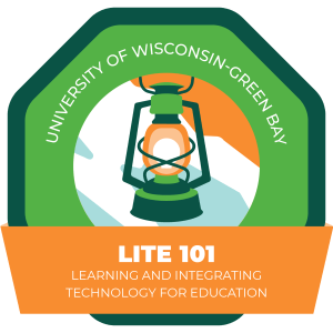 LITE 101 badge with a lantern in a snowy landscape